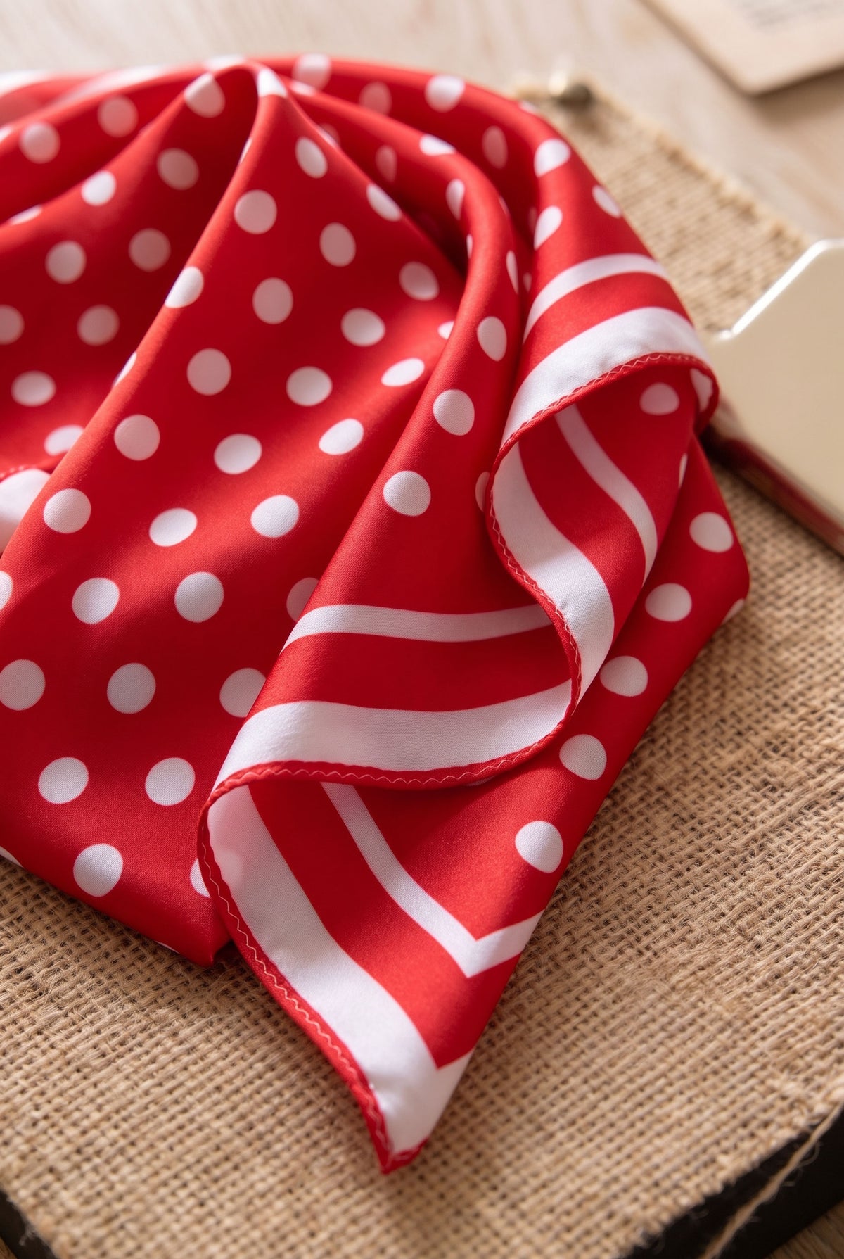 Red & White Polka Dot Silk Scarf