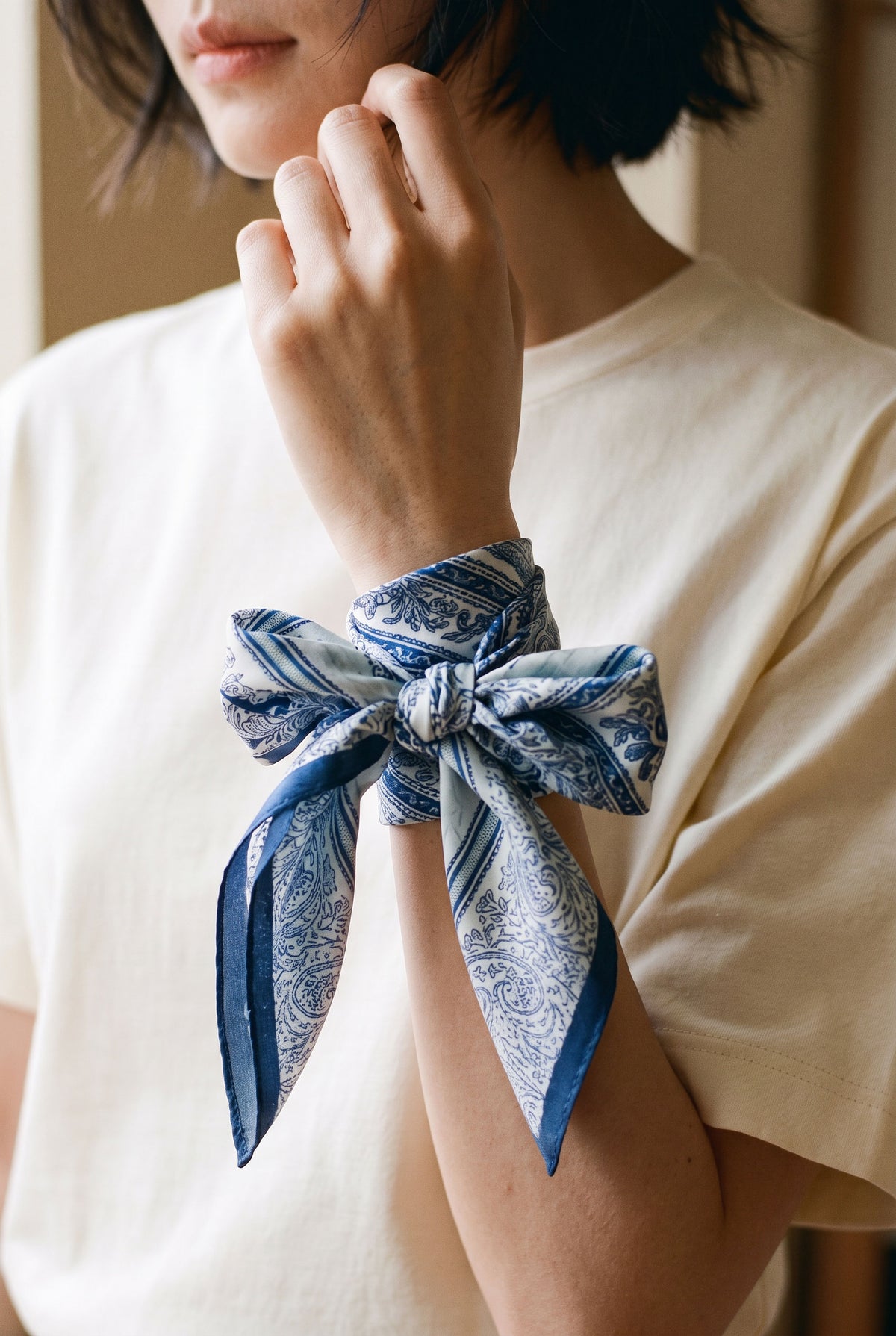 Dark Floral Lattice Silk Scarf