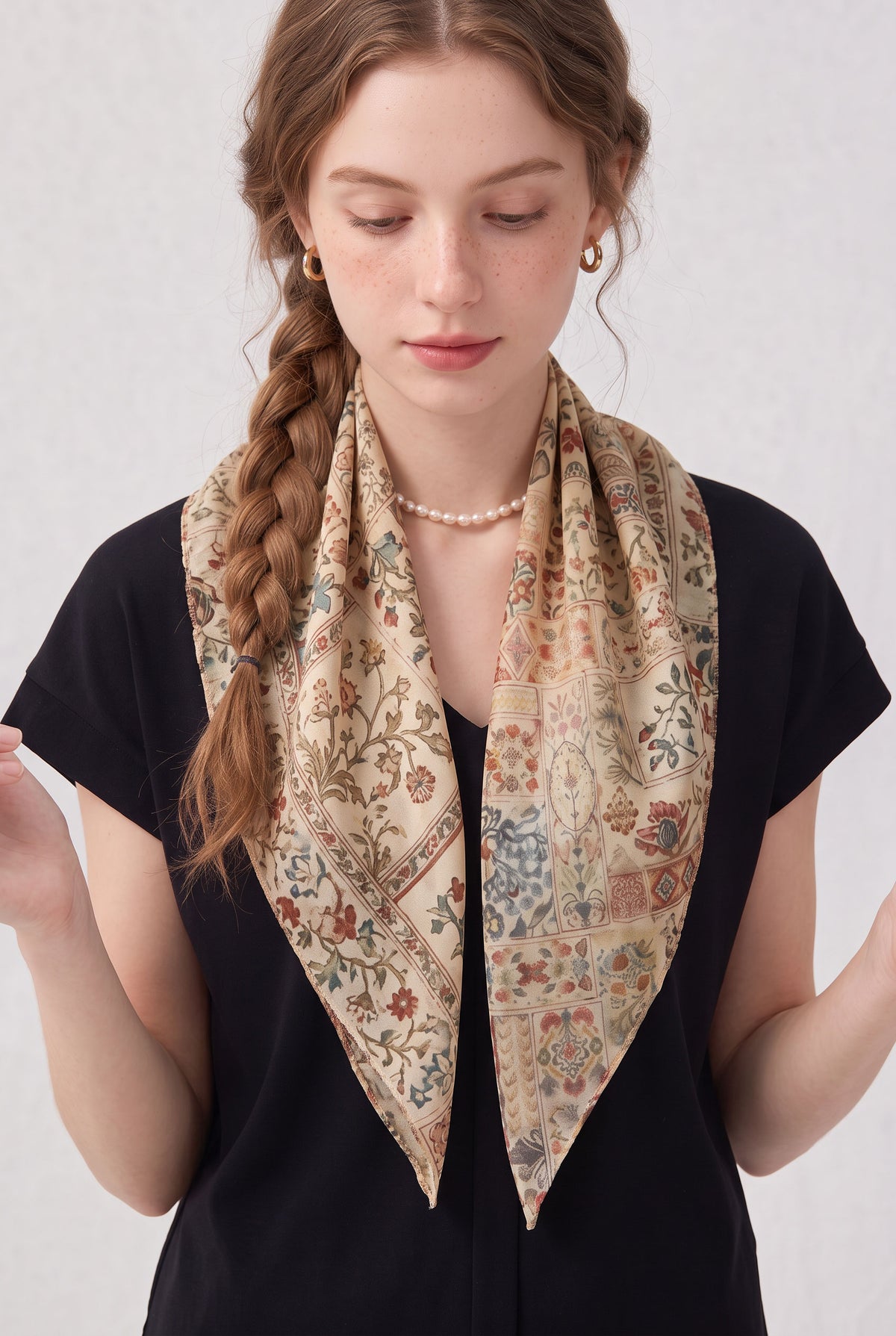 Artistic Persian Florals Silk Stole